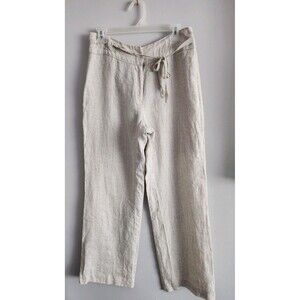 Elisa Rivero 100% Linen Wide Leg Pants Ivory EU Size 42 (10/12 US)